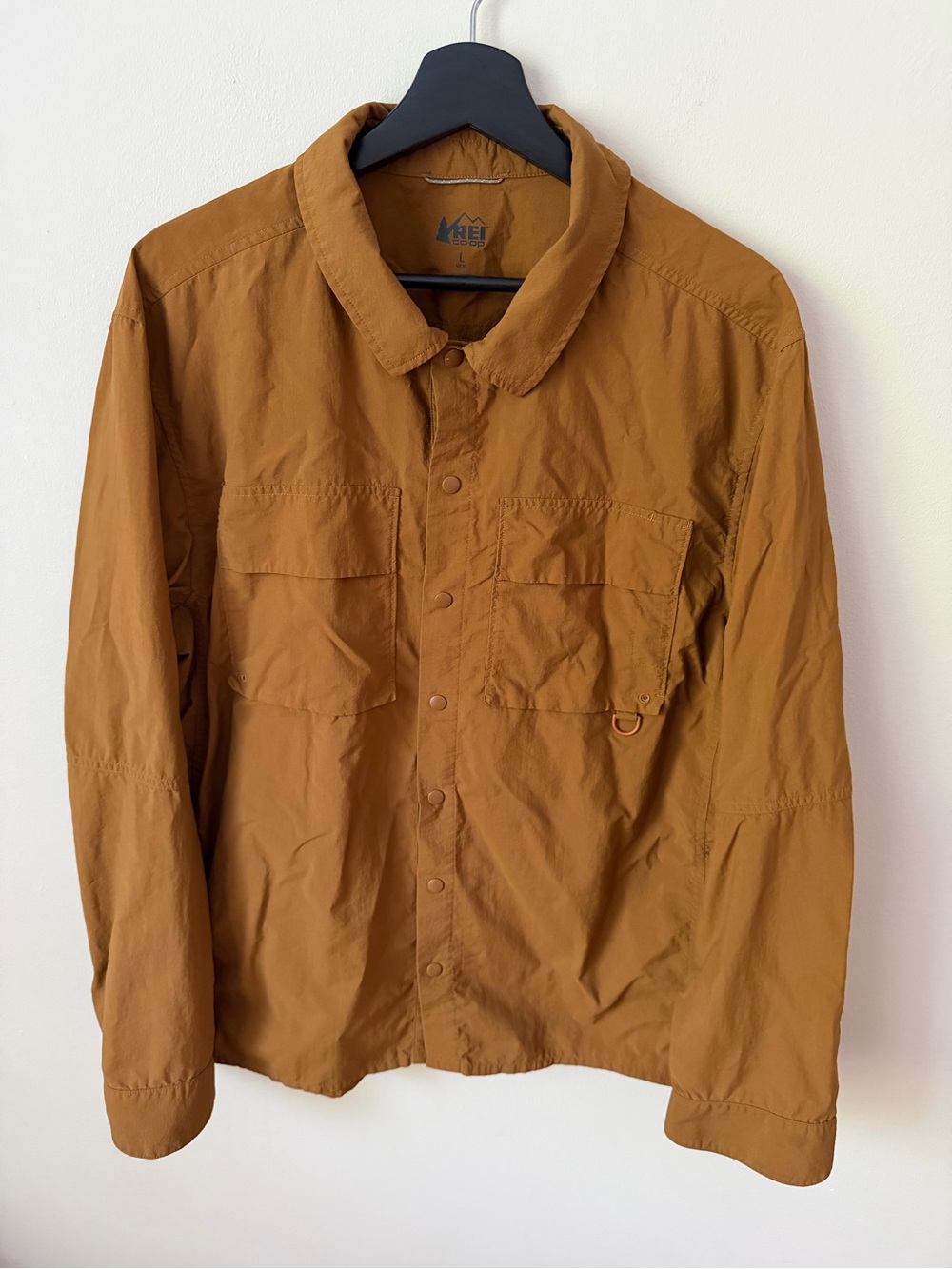 REI Co-op Mens L Rust Orange Utility Hiking Long Sleeve Mesh Vented Nylon Shirt - Picture 3 of 8